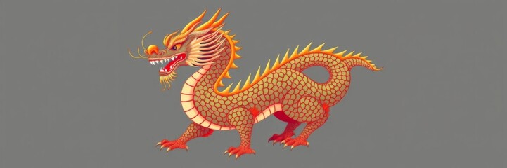 Fototapeta premium Illustration of a majestic Chinese dragon with intricate scales and vibrant colors, symbolizing power, strength, and ancient wisdom, power, wisdom