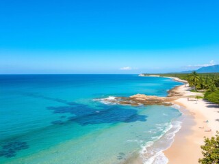 Tropical paradise beach with crystal clear sea water, blue sky, and white sand in Maragogi, Brazil, sea, travel