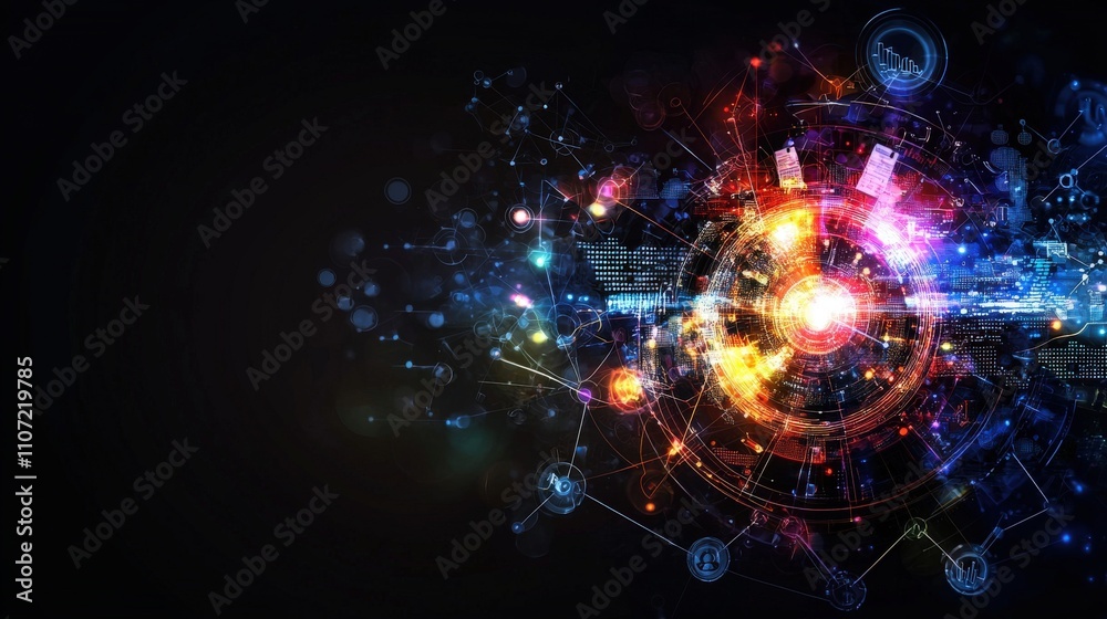 Aufkleber Dynamic business intelligence tools visualization corporate workspace infographic digital realm abstract concept