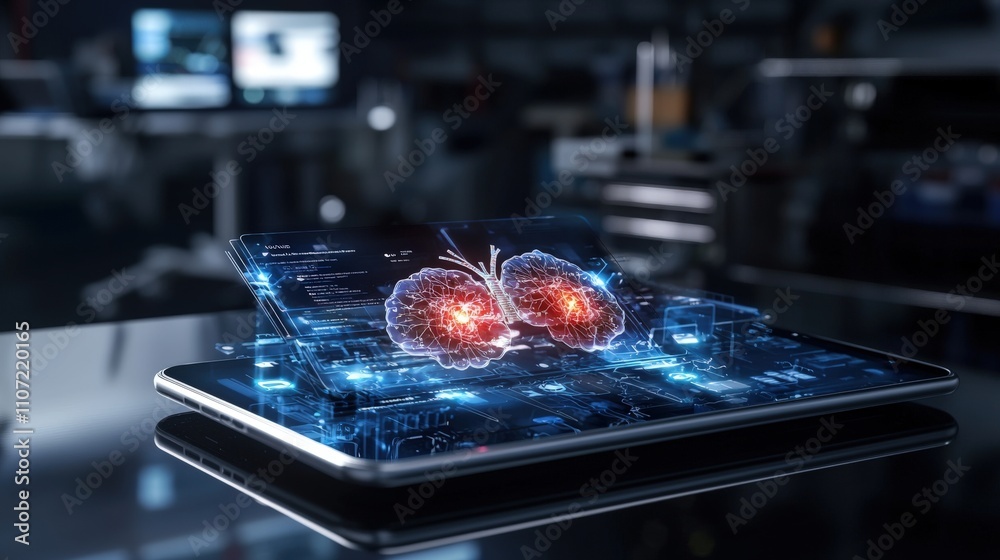 Poster Digital health tools visualizing brain activity healthcare setting interactive display modern technology futuristic concept