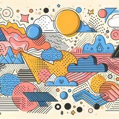 Fototapeta premium Hand drawn colorful memphis background design