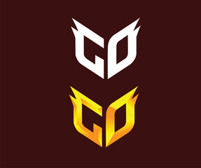 GO logo with 2 design concepts, namely white gold and shiny