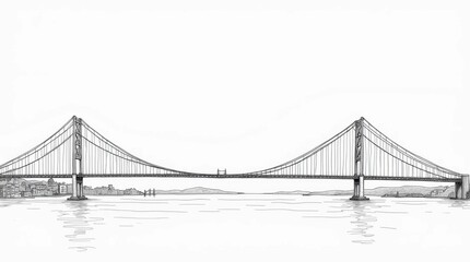 Fototapeta premium Bosphorus Bridge Line Art Illustration