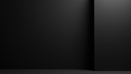 Minimalistic black wall texture with soft corner lighting for elegant backgrounds