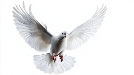 Fototapeta premium An elegant depiction of a flying dove, showcasing its graceful wings.