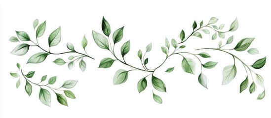 Naklejka premium Isolated illustration of floral leaves on a white background.