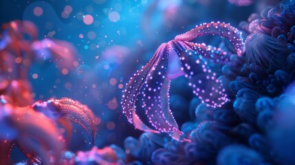A mesmerizing underwater scene featuring glowing marine life and colorful coral reefs, creating a dreamlike ocean environment.