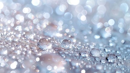 Close-Up of Water Droplets on a Surface with Bokeh Light Effects in the Background