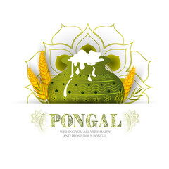 vector illustration of Happy Pongal Holiday of Tamil Nadu South India.