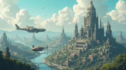 Fototapeta premium Futuristic Renewable City Illustration