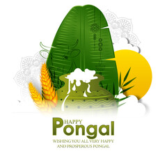 vector illustration of Happy Pongal Holiday of Tamil Nadu South India.