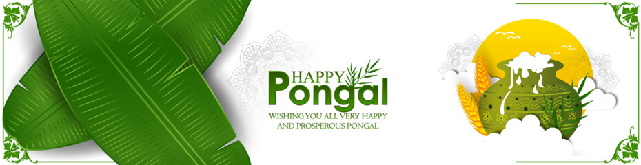 vector illustration of Happy Pongal Holiday of Tamil Nadu South India.