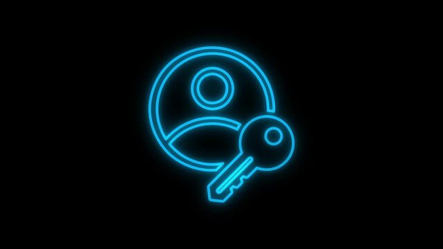 Glowing neon login sign animation on a black background.