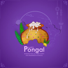 vector illustration of Happy Pongal Holiday of Tamil Nadu South India.
