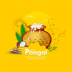 vector illustration of Happy Pongal Holiday of Tamil Nadu South India.