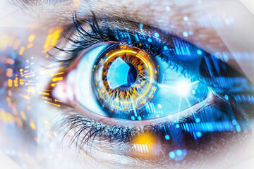 Human Eye with Futuristic Cyber Projection for Virtual Security and Identity Innovation - Generative AI