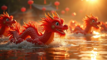 Fototapeta premium Dragon Boat Festival in China: A Glowing Photograph