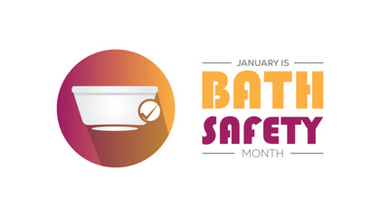 National Bath Safety Month observed each year during January. People Awareness concept. Vector template for banner, greeting card, poster with background.