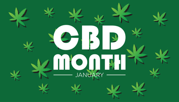National CBD Month observed each year during January. Healthcare Medical Awareness concept. Vector template for banner, greeting card, poster with background.