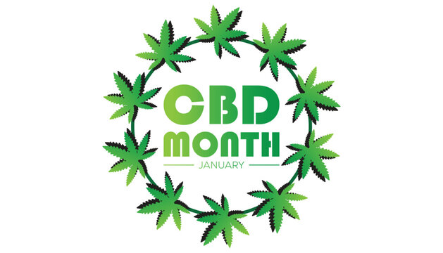National CBD Month observed each year during January. Healthcare Medical Awareness concept. Vector template for banner, greeting card, poster with background.