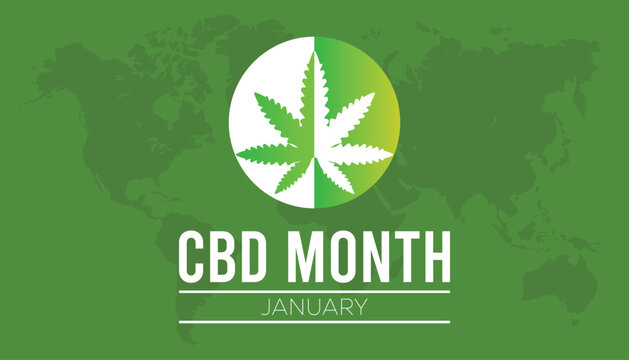 National CBD Month observed each year during January. Healthcare Medical Awareness concept. Vector template for banner, greeting card, poster with background.