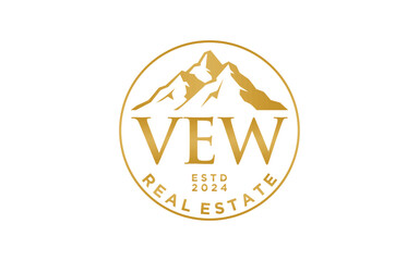 Mountain logo design real estate logo design template