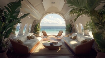 Concept of airplane travel to exotic destination