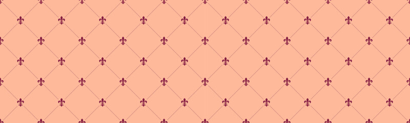 Diagonal fleur de lys a abstract retro. Motif curl from horizontal ornament. Symmetric flourish and textile repetitive.