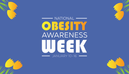 National Obesity Awareness Week observed each year during January. Healthcare Medical Awareness concept. Vector template for banner, greeting card, poster with background.
