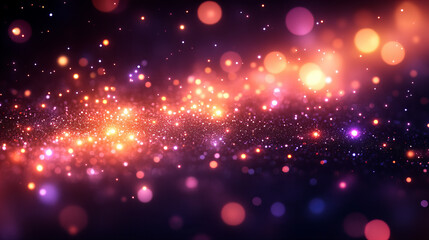 vibrant display of colorful bokeh lights creates magical and dreamy atmosphere, with glowing orbs in shades of orange, pink, and purple against dark background