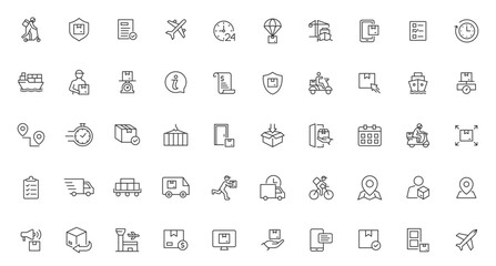 Delivery and logistics line icons set. Shipping icon collection