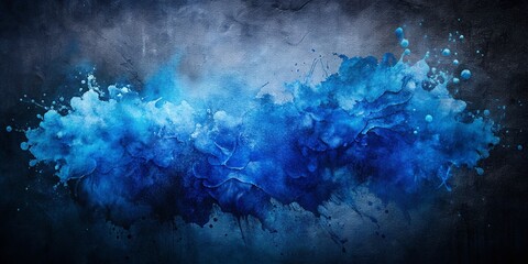 Vintage Style Aquarelle Dark Blue Watercolor Ink on Black Canvas for Modern Creative Design with Textured Depth and Artistic Flair