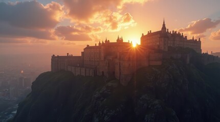 Edinburgh Castle Glowing at Night