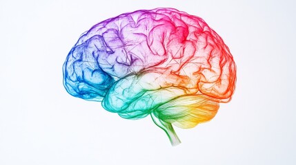 Fototapeta premium An abstract representation of a human brain with neural connections on a plain background, with a focus on the brain’s structure, Modern style