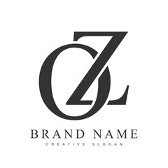 OZ trendy logotype template. Initial letter o and z classic font style. Creative logo for company name or identity.