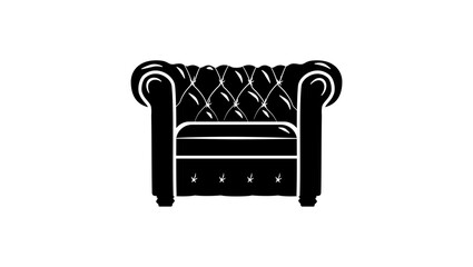 leather armchair emblem, black isolated silhouette