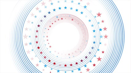 Linear circles and stars USA flag abstract American colors background. Seamless looping Independence Day motion design. Video animation Ultra HD 4K 3840x2160 - Powered by Adobe