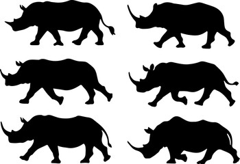 vector collection of rhino silhouettes