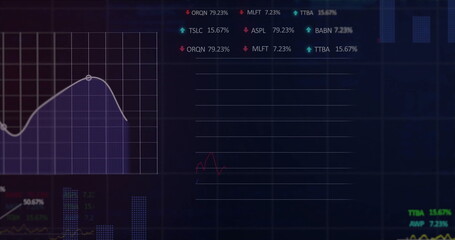 Image of financial data processing over dark background