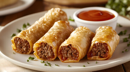 Classic Cheeseburger Egg Rolls &ucirc; A Delectable Snack Wrapped in Crunchy Goodness