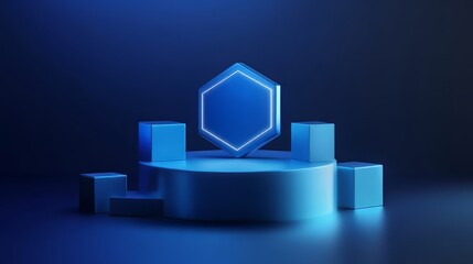 3d geometric cube podium for product placement