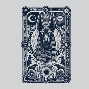 artistic anubis tarot playing card tattoo