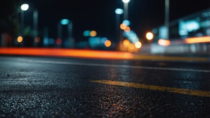 High speed lighting on blurred asphalt background