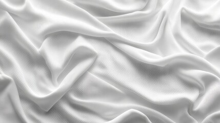 Obraz premium A close-up of white fabric, elegantly draped and gently wrinkled. Its smooth texture and subtle sheen create an airy, luxurious feel, enhancing the sense of lightness and serenity.