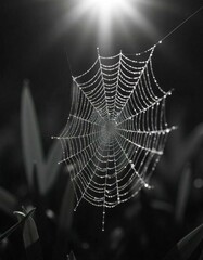 spider web with dew drops