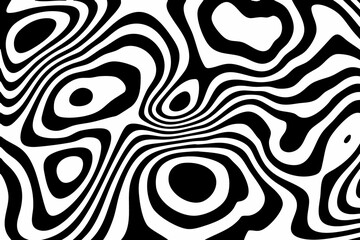 Distorted warp lines vector curve line texture background, flat liquid stripes decorative black and white pattern illustration.