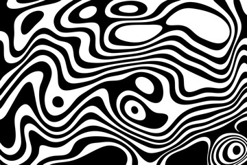 Wave lines abstract background, black thin wavy stripes with movement optical effect. Minimalistic drawing, graphic curves flow. Modern vector illustration isolated on white. Eps 10