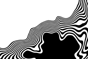 Black and white abstract wave with distortion effect. Optical illusion. Twisted vector illustration. Eps 10