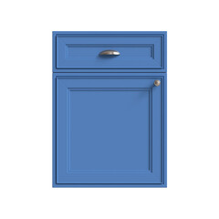 3d render of a bright blue kitchen facade, doors for kitchen cabinets, front view	
