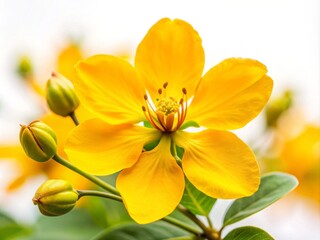 Fototapeta premium Vibrant Galphimia Yellow Flower Isolated on White Background for Stunning Food Photography and Nature-Themed Stock Images